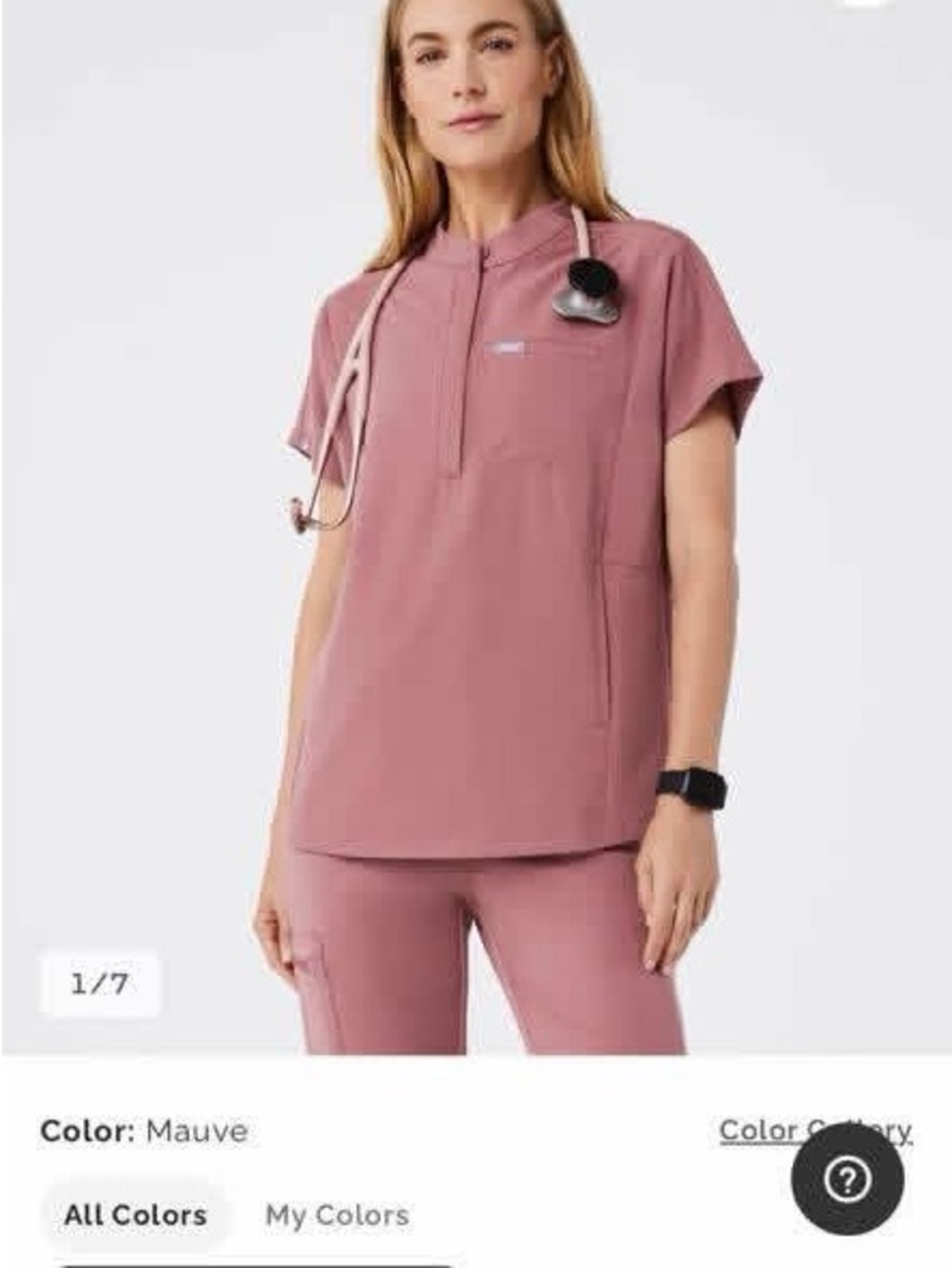 Figs Mauve Women’s Short Sleeve Scrub Top